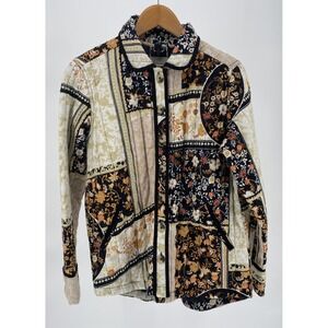 Anthropologie Patchwork Quilted Jacket Floral Boho Cottagecore Layer Cozy